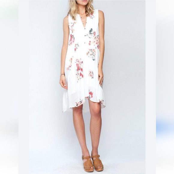 Gentle Fawn Dresses & Skirts - Gentle Fawn Gardenia Print Midi Dress Size Large White With Red,Pink & Green